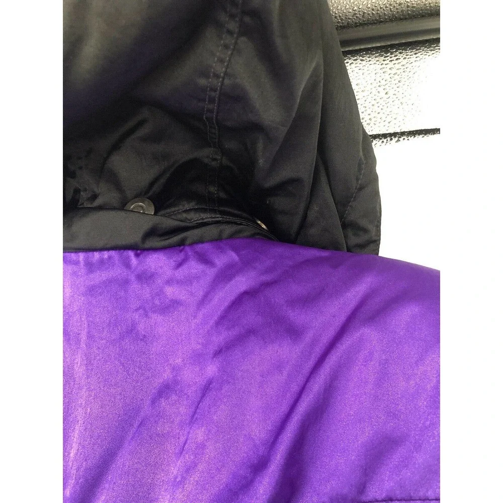 Vintage 80s Prima Womens Size M One Piece Snow Ski Suit Black Purple Hooded - Picture 9 of 12